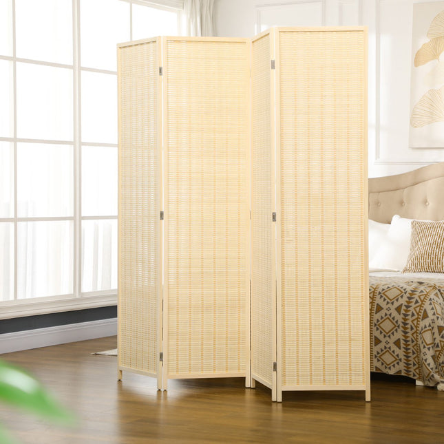 Bamboo room divider, foldable privacy screen, natural 180x180 cm