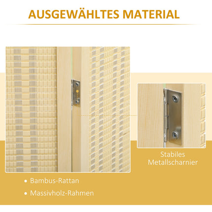 Bamboo room divider, foldable privacy screen, natural 180x180 cm