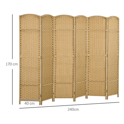 Bamboo Room Divider 6 Panel Natural Folding Privacy Screen