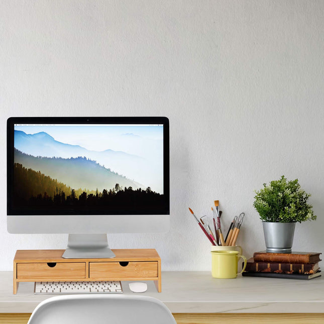 Screen stand and desk storage
