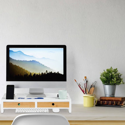 Screen stand and desk storage