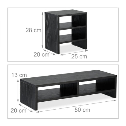 Screen stand with shelves