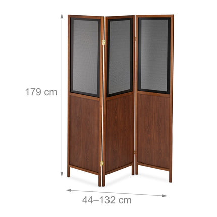Screen wall with walnut look