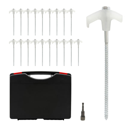 Screw Tent Pegs with Drill Adapter, 20 Pcs in Case