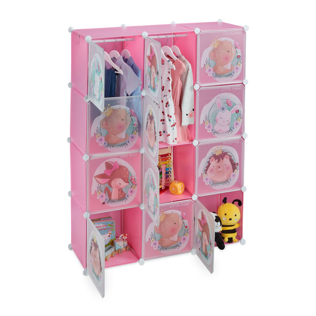 Screw-free children's shelves with clothes rails