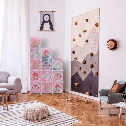 Screw-free children's shelves with clothes rails