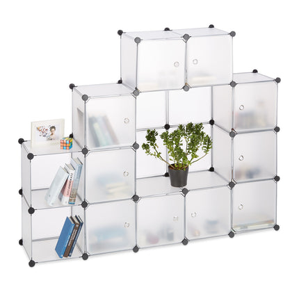 Screwless plastic shelf with 16 compartments