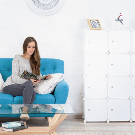 Screwless plastic shelf with 16 compartments