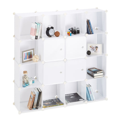 Screwless plastic shelf with 16 compartments