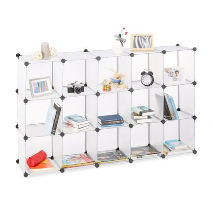 Screwless plastic shelves with 15 compartments