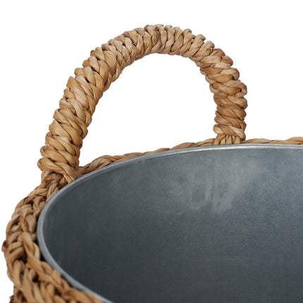Seagrass Planting Baskets with Zinc Trays, Set of 3