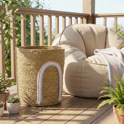 Seagrass Storage Basket, 24.7L, Rainbow Design