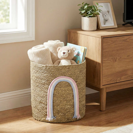 Seagrass Storage Basket, 24.7L, Rainbow Design