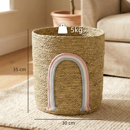 Seagrass Storage Basket, 24.7L, Rainbow Design