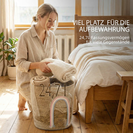 Seagrass Storage Basket, 24.7L, Rainbow Design