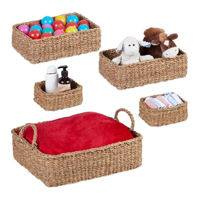 Seagrass storage basket in 5 parts