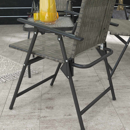 4-piece folding metal garden furniture set, brown