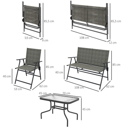 4-piece folding metal garden furniture set, brown