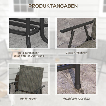 4-piece folding metal garden furniture set, brown