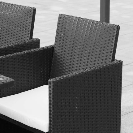8-person black poly rattan garden seating set