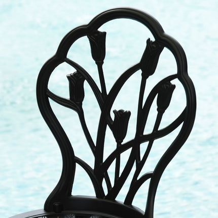 2-piece outdoor dining set, aluminum table and chairs, black