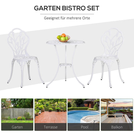 2-person aluminum dining room set with table and chairs, white