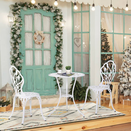 2-person aluminum dining room set with table and chairs, white