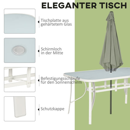 6-person dining room in aluminum with parasol