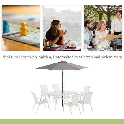 6-person dining room in aluminum with parasol