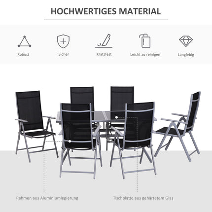Aluminum garden furniture set for 6 - Outdoor dining set