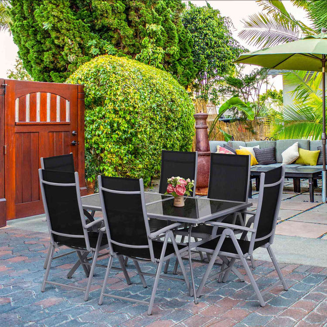 Aluminum garden furniture set for 6 - Outdoor dining set