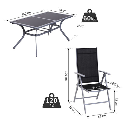 Aluminum garden furniture set for 6 - Outdoor dining set