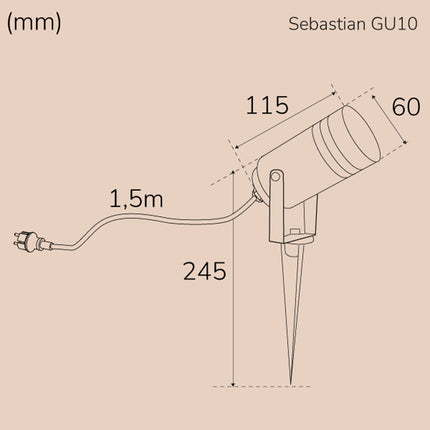 Sebastian Ground spotlight GU10 Max. 35W 230V IP65 Anthracite