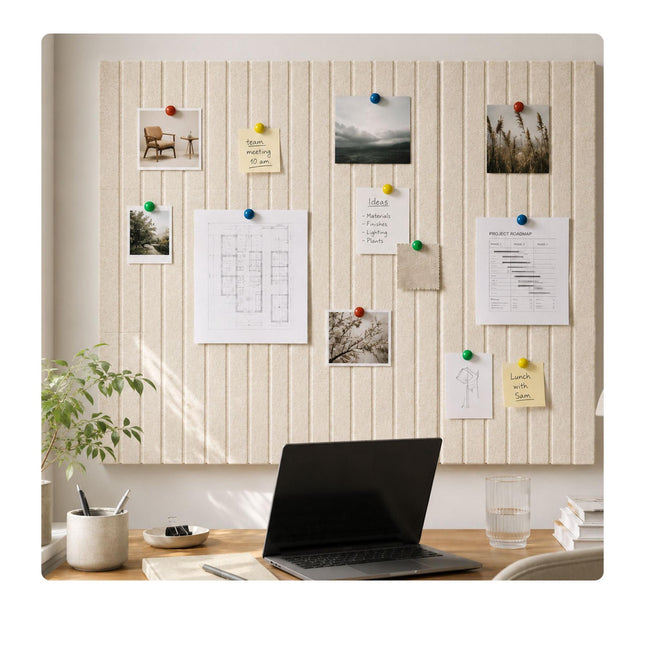 Self-Adhesive Felt Pinboard, Beige, 120 x 90 cm