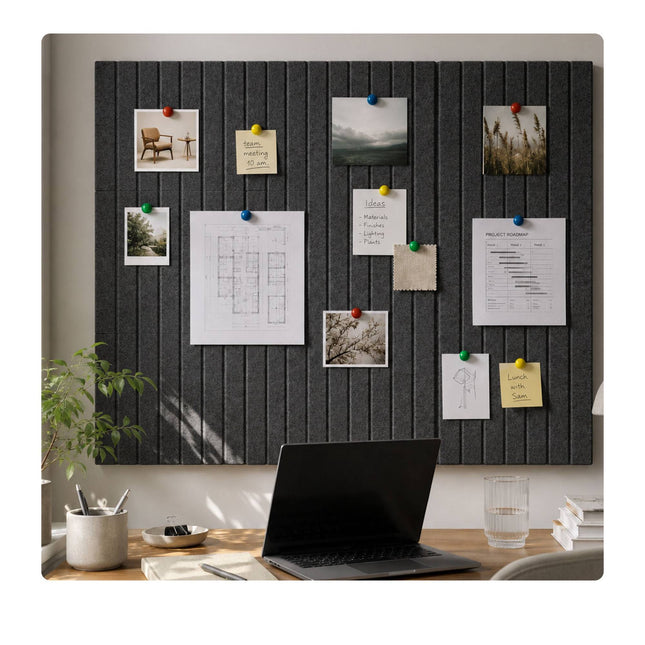 Self-Adhesive Felt Pinboard, Dark Gray, 120 x 90 cm