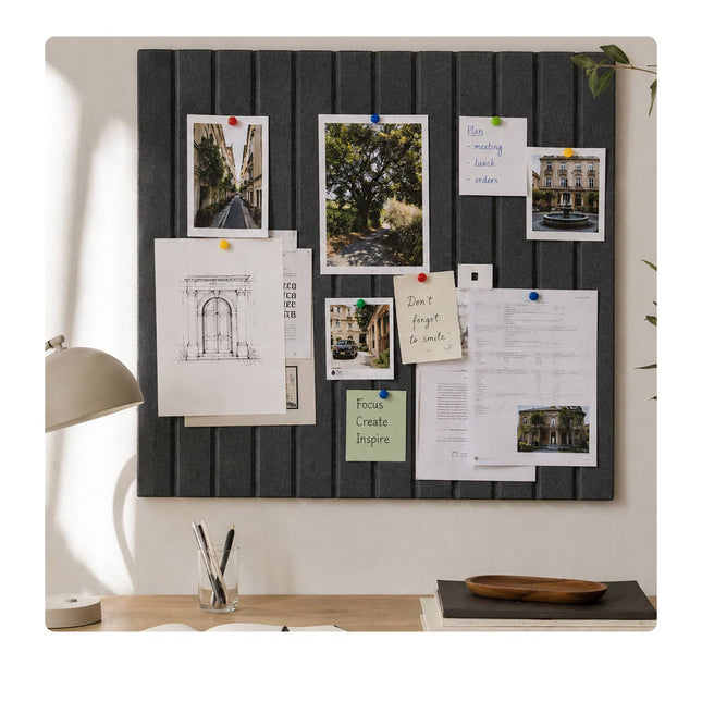 Self-Adhesive Felt Pinboard, Dark Gray, 60x40 cm