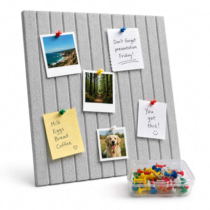 Self-Adhesive Felt Pinboard, Light Gray, 60x40 cm