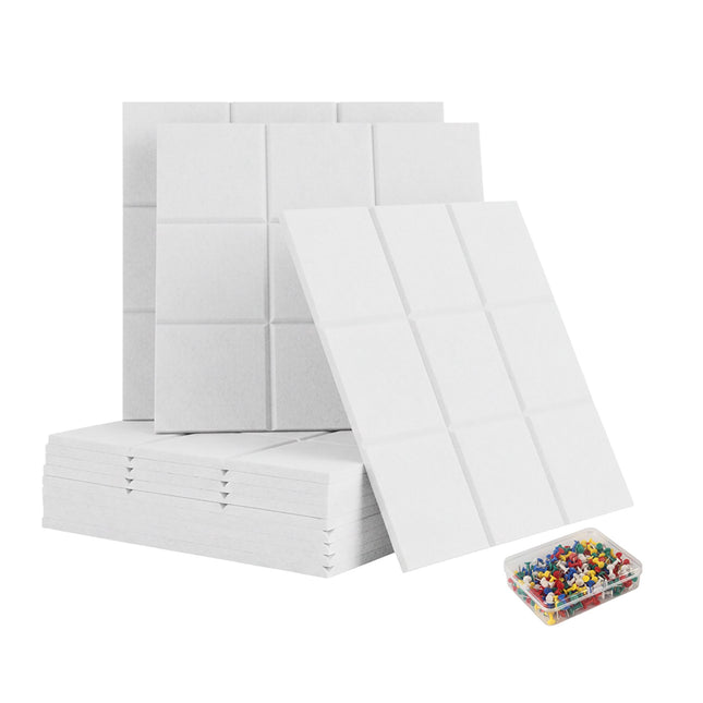 Self-Adhesive Felt Pinboards, 12-Pack, Square