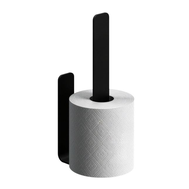 Zelfklevende toiletrolhouder, matzwart, geschikt voor 2 rollen.