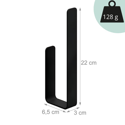 Self-Adhesive Toilet Roll Holder, Matte Black, Holds 2 Rolls