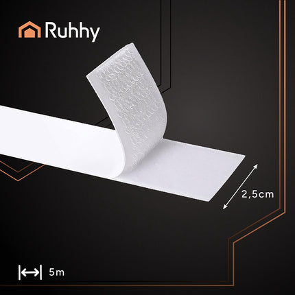 Self-Adhesive Velcro Strip, White, 5m x 2.5cm