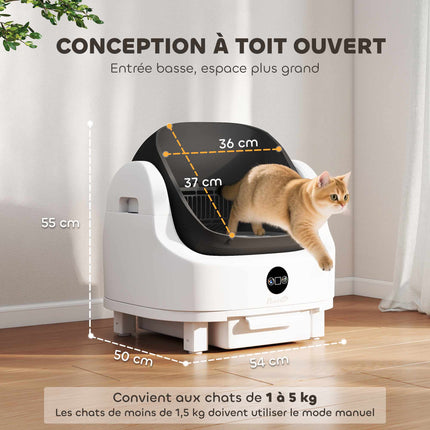 Self-Cleaning Cat Litter Box, Top Entry, 8L, White