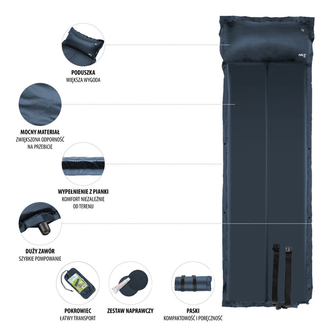 Self-Inflating Camping Mat, Anthracite, Compact Size