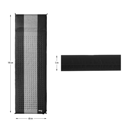 Self-Inflating Camping Mat, Gray-Black, Lightweight