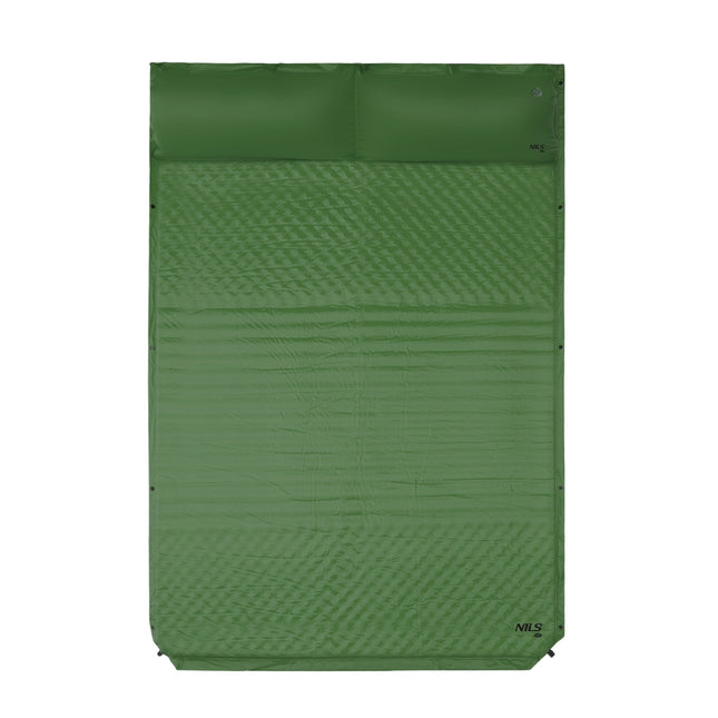 Zelfopblazend tweepersoons campingmatje 190x130 cm met kussen