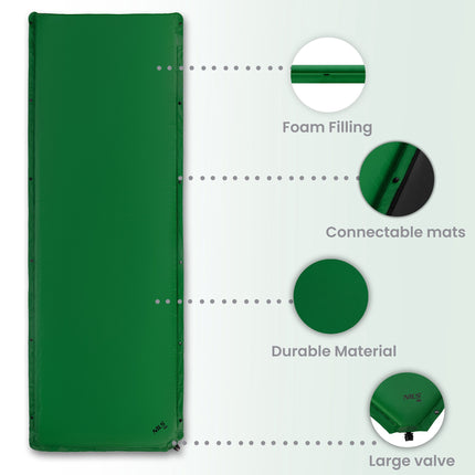 Self-Inflating Sleeping Mat, 188x65x5 cm, Green