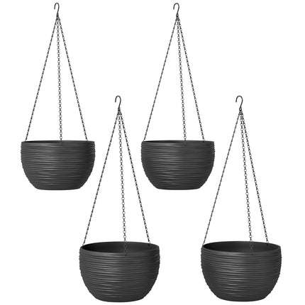 Self-Watering Hanging Planters Set, Black, 4-Pack