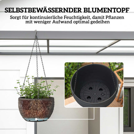 Self-Watering Hanging Planters Set, Black, 4-Pack