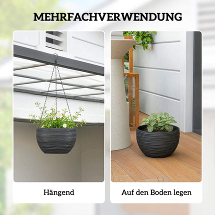 Self-Watering Hanging Planters Set, Black, 4-Pack
