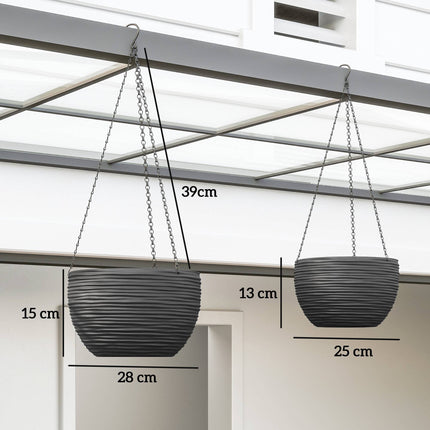 Self-Watering Hanging Planters Set, Black, 4-Pack